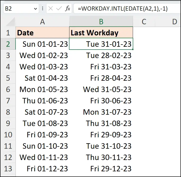 Find the last working day of the month