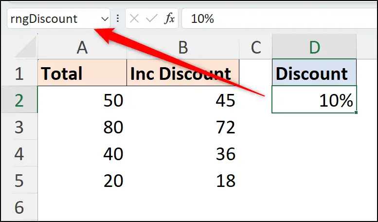 Defining a name for a specific cell