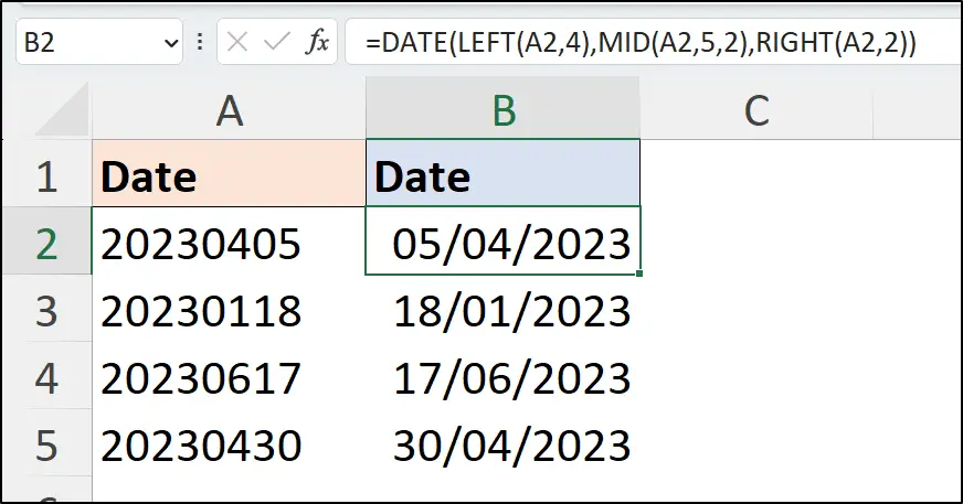 DATE formula to convert text to date
