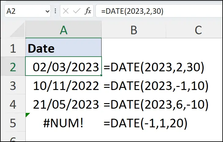 Interesting uses of the DATE function in Excel