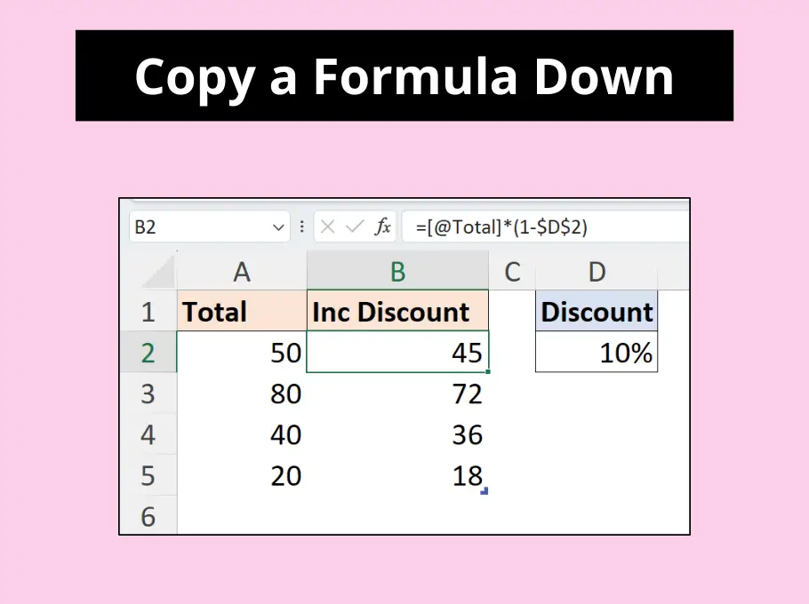 Copy a formula down in Excel