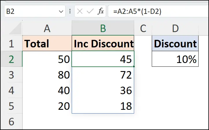 Dynamic array spilling the formula down an entire column