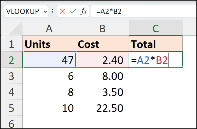 Relative reference in an Excel formula