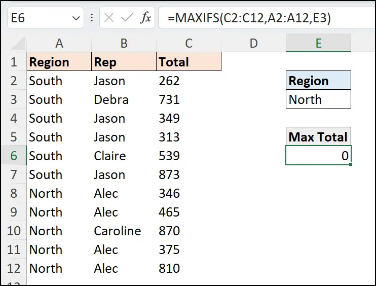 Text values used in the max range argument