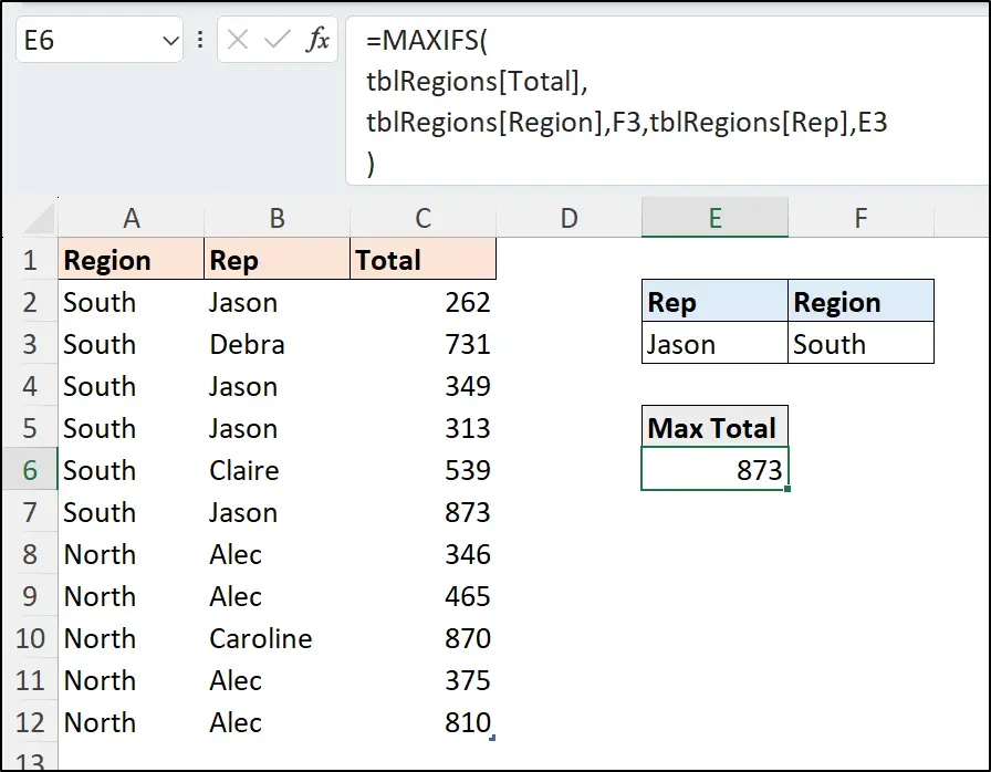 Excel MAXIFS with multiple conditions