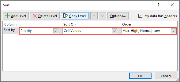 Sort cell values by custom list