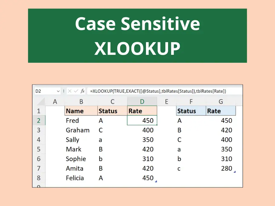Case sensitive XLOOKUP feature