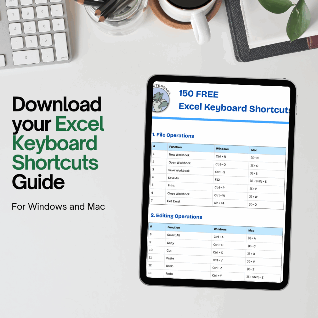 Download your free 150 Excel keyboard shortcuts cheat sheet