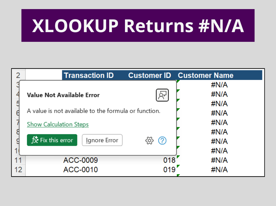Why XLOOKUP Returns #N/A (And How to Fix It) Why XLOOKUP returns #N/A